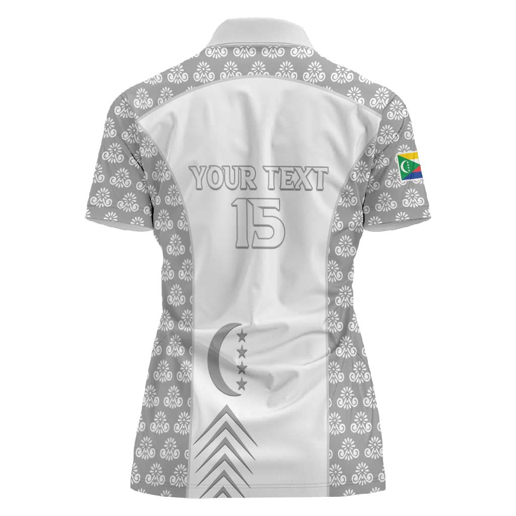 Custom Comoros Football Women Polo Shirt Go Champions White Les Coelacantes LT15