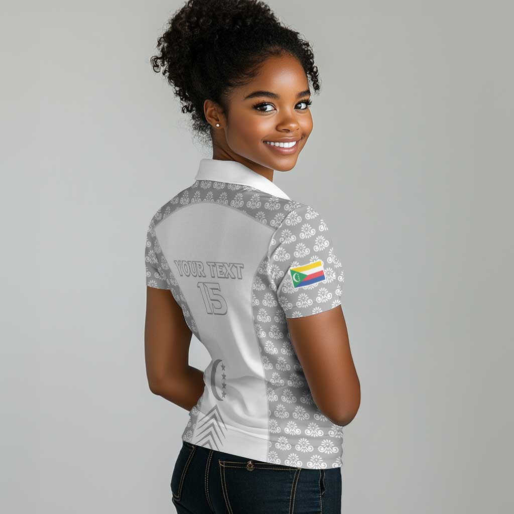 Custom Comoros Football Women Polo Shirt Go Champions White Les Coelacantes LT15