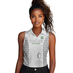 Custom Comoros Football Women Sleeveless Polo Shirt Go Champions White Les Coelacantes - African Pride