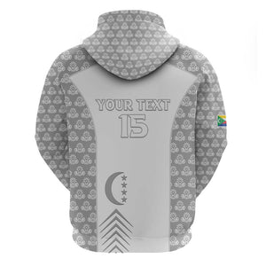 Custom Comoros Football Zip Hoodie Go Champions White Les Coelacantes - African Pride
