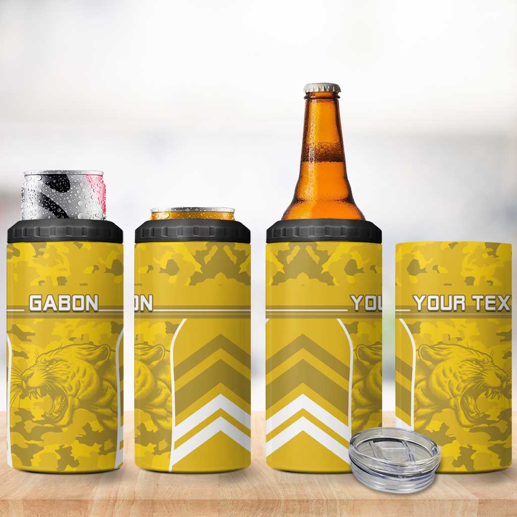 Custom Gabon Football 4 in 1 Can Cooler Tumbler Go Les Pantheres