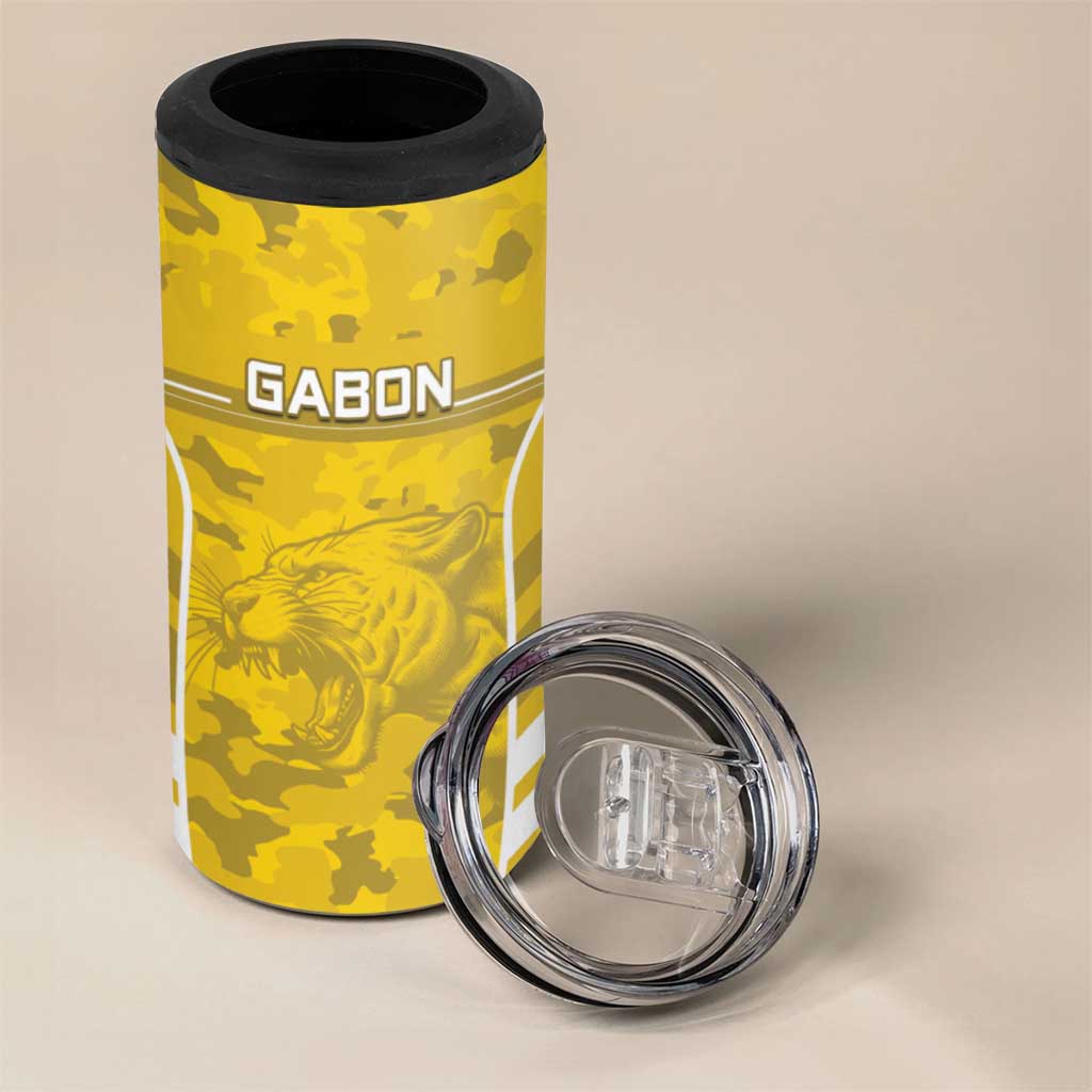 Custom Gabon Football 4 in 1 Can Cooler Tumbler Go Les Pantheres