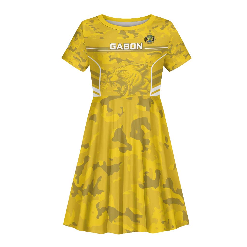 Custom Gabon Football Kid Short Sleeve Dress Go Les Pantheres