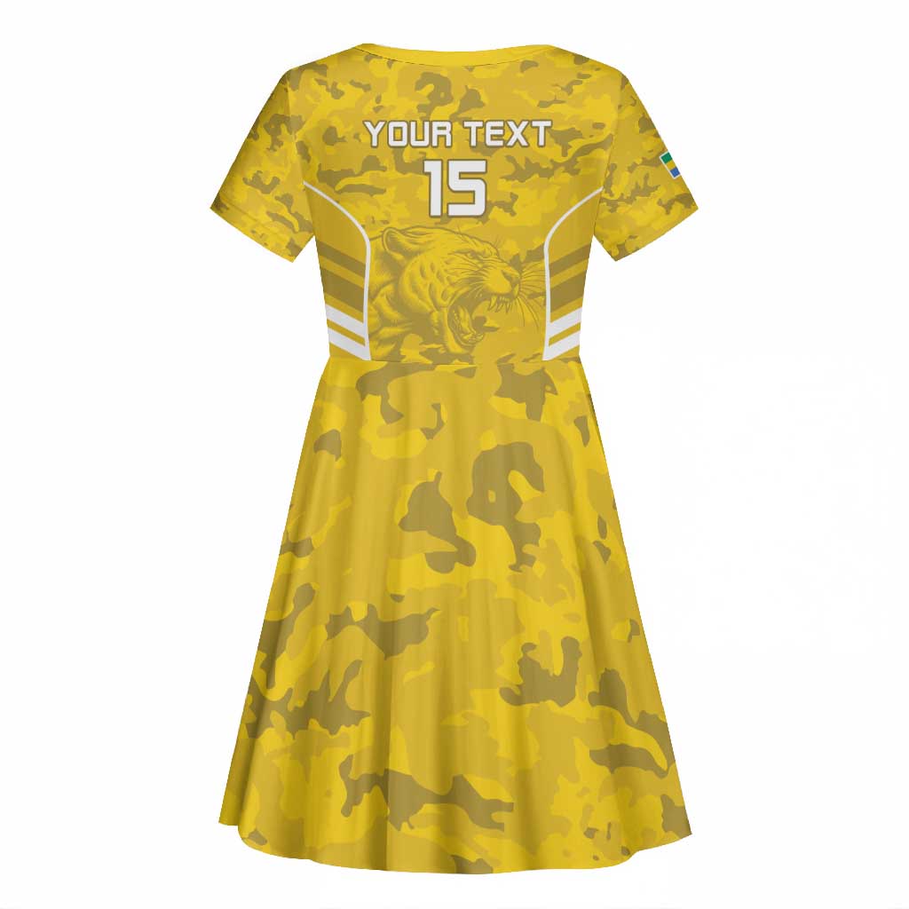 Custom Gabon Football Kid Short Sleeve Dress Go Les Pantheres