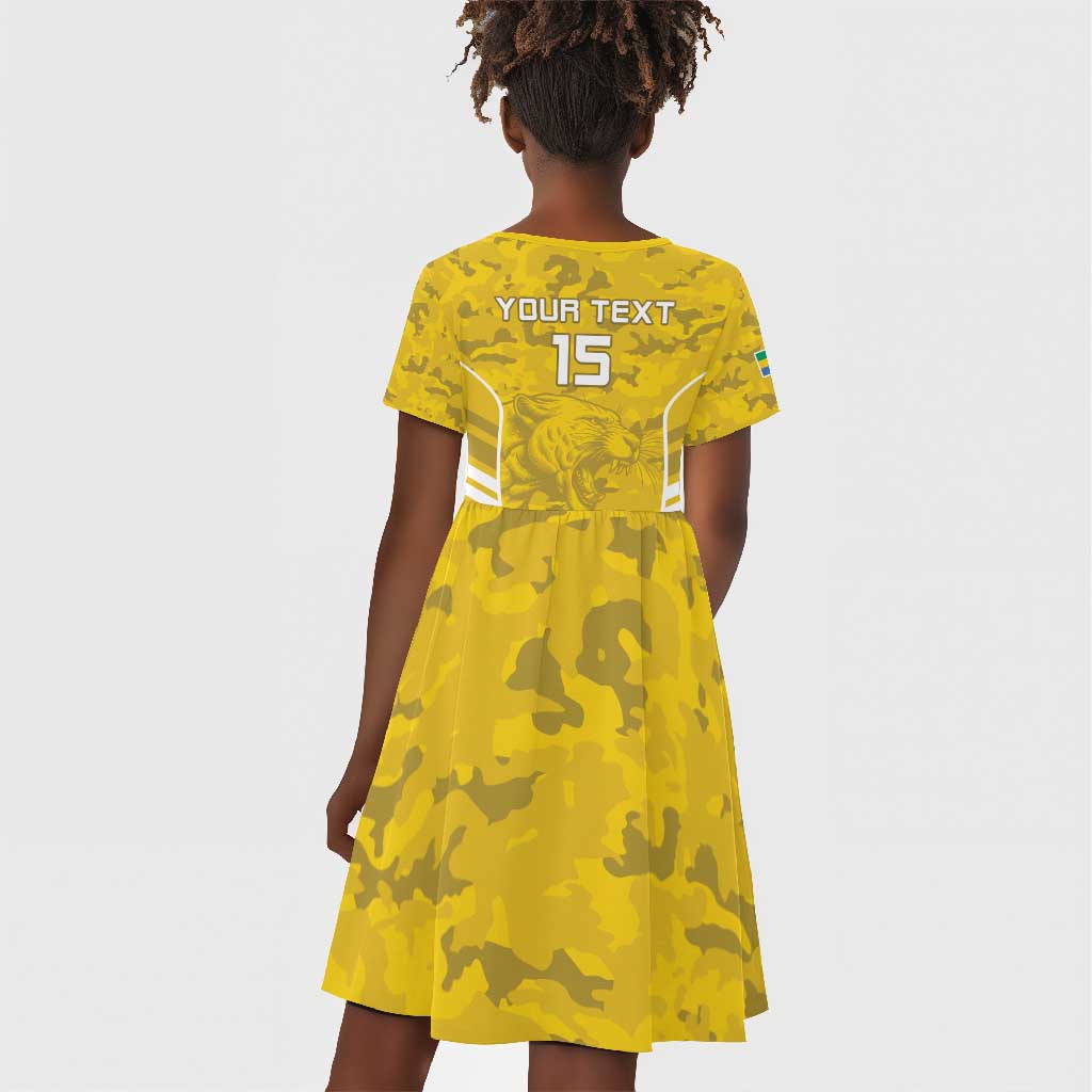 Custom Gabon Football Kid Short Sleeve Dress Go Les Pantheres