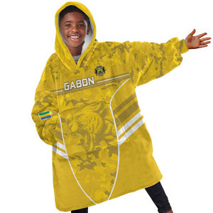 Custom Gabon Football Kid Wearable Blanket Hoodie Go Les Pantheres