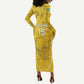 Custom Gabon Football Long Sleeve Bodycon Dress Go Les Pantheres