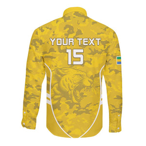 Custom Gabon Football Long Sleeve Button Shirt Go Les Pantheres