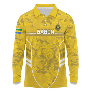 Custom Gabon Football Long Sleeve Polo Shirt Go Les Pantheres