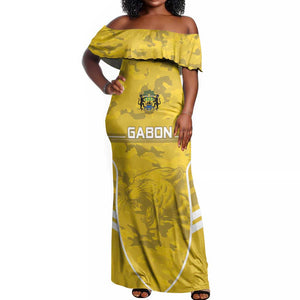 Custom Gabon Football Off Shoulder Maxi Dress Go Les Pantheres