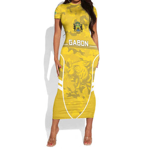 Custom Gabon Football Short Sleeve Bodycon Dress Go Les Pantheres LT15