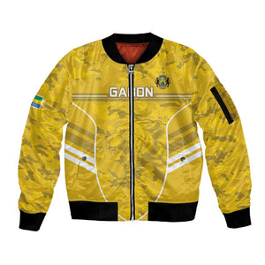 Custom Gabon Football Sleeve Zip Bomber Jacket Go Les Pantheres