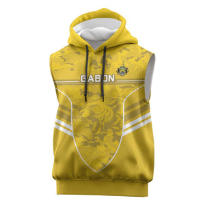 Custom Gabon Football Sleeveless Hoodie Go Les Pantheres - African Pride