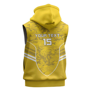 Custom Gabon Football Sleeveless Hoodie Go Les Pantheres - African Pride