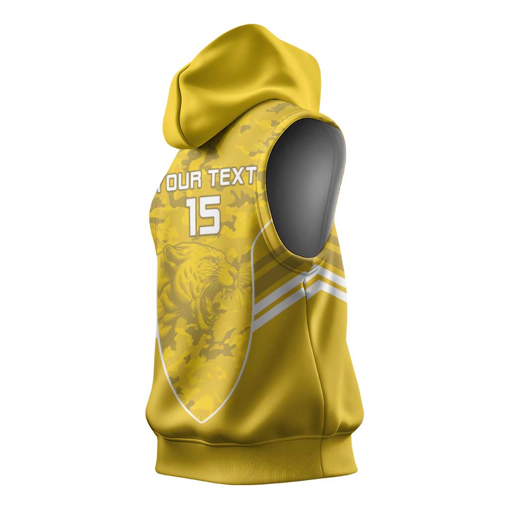 Custom Gabon Football Sleeveless Hoodie Go Les Pantheres - African Pride