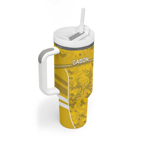 Custom Gabon Football Tumbler With Handle Go Les Pantheres
