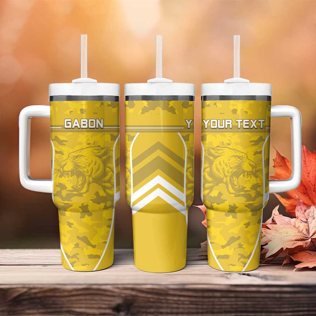 Custom Gabon Football Tumbler With Handle Go Les Pantheres