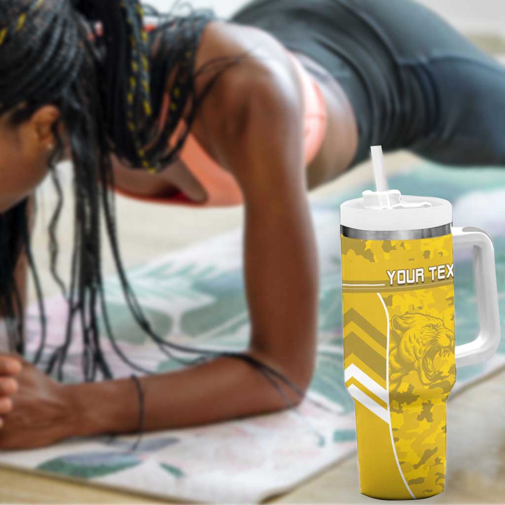 Custom Gabon Football Tumbler With Handle Go Les Pantheres