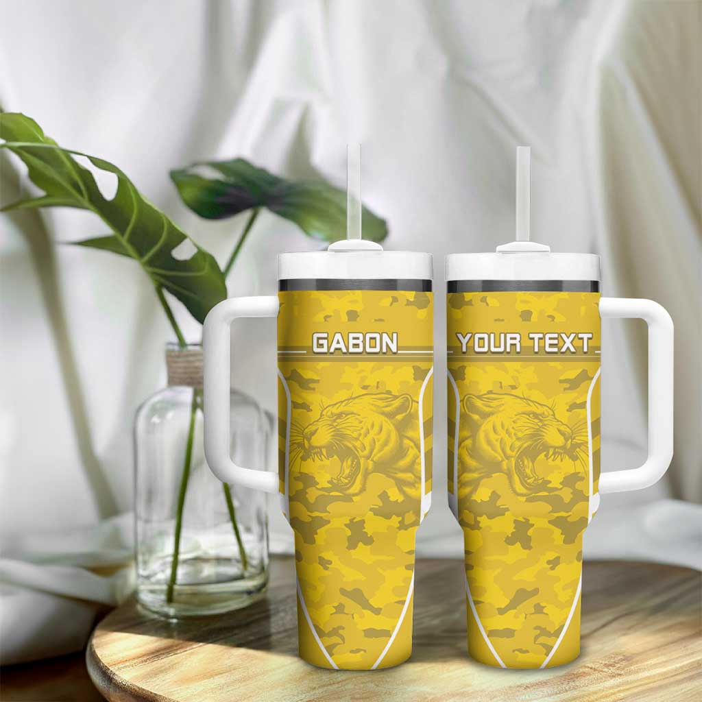 Custom Gabon Football Tumbler With Handle Go Les Pantheres