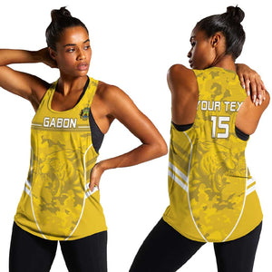 Custom Gabon Football Women Racerback Tank Go Les Pantheres