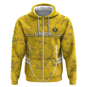 Custom Gabon Football Zip Hoodie Go Les Pantheres