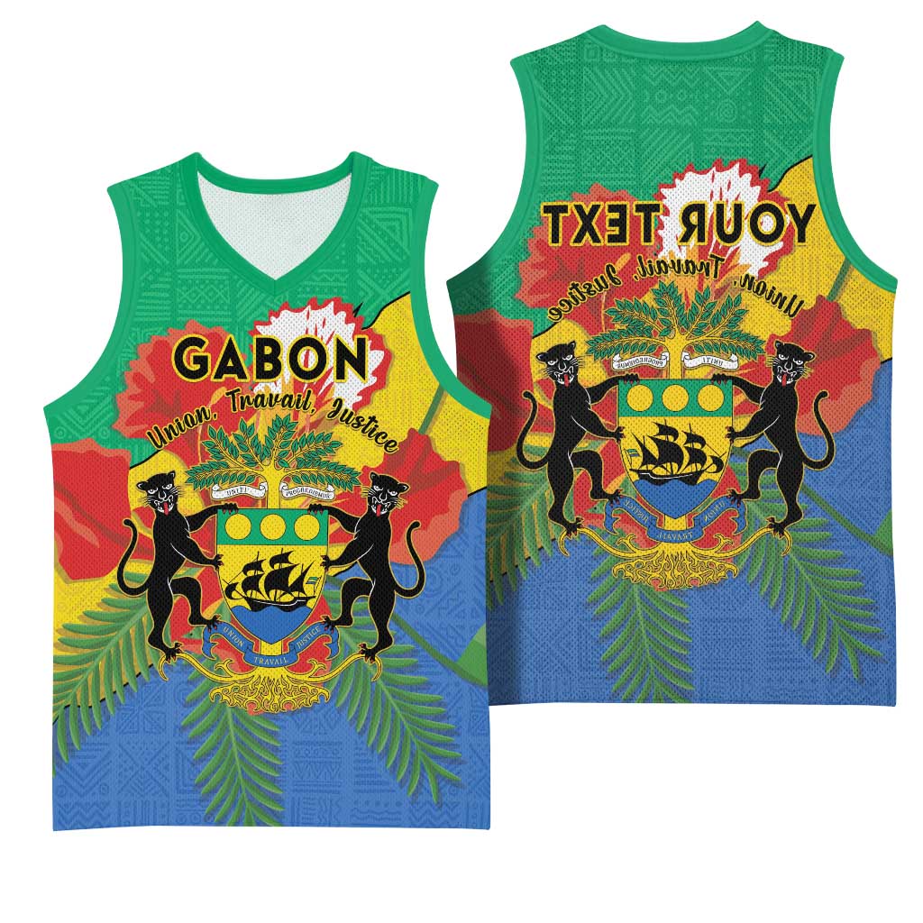 Personalised Afro Gabon Basketball Jersey Gabonese Union Travail and Justice - African Pride