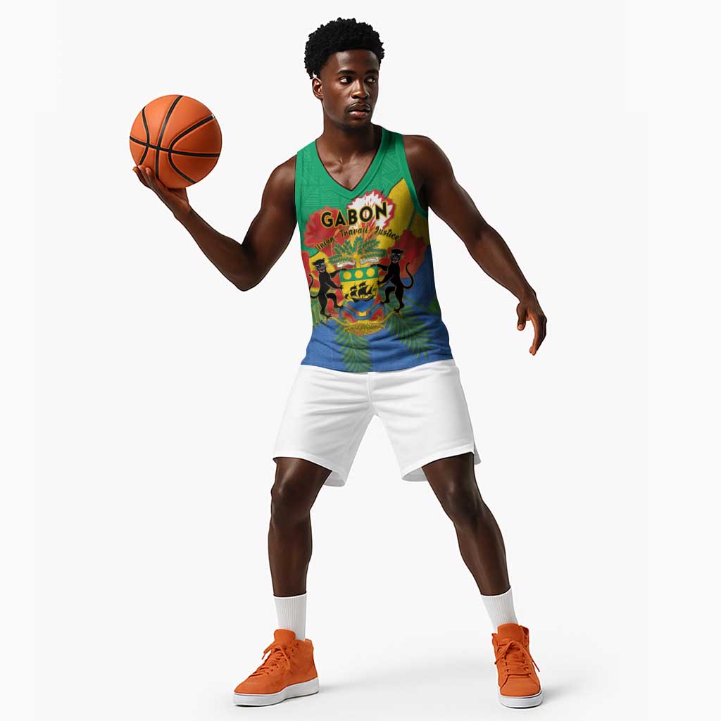 Personalised Afro Gabon Basketball Jersey Gabonese Union Travail and Justice - African Pride