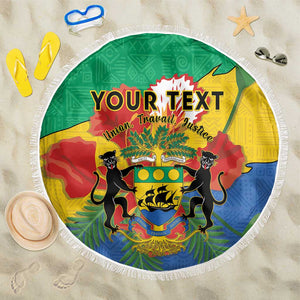 Personalised Afro Gabon Beach Blanket Gabonese Union Travail and Justice
