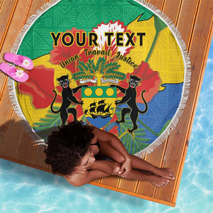 Personalised Afro Gabon Beach Blanket Gabonese Union Travail and Justice