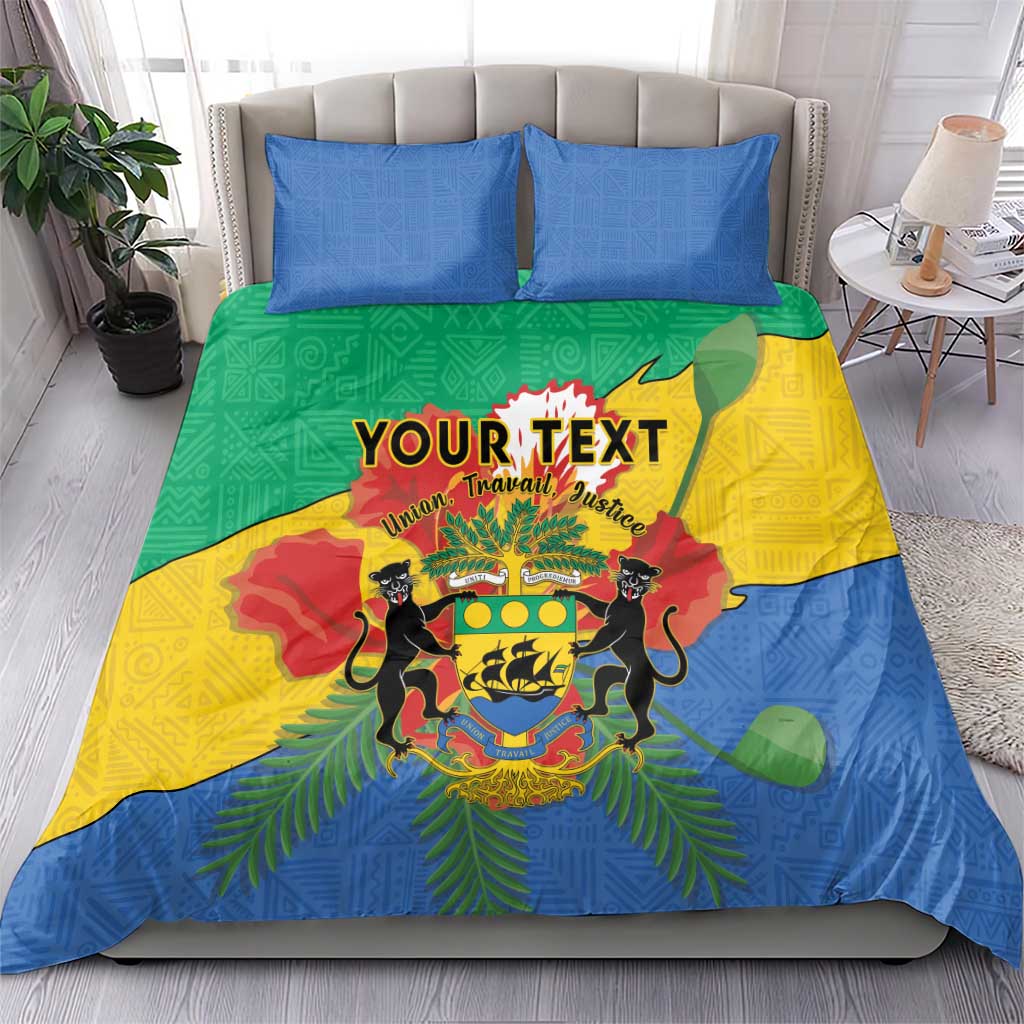 Personalised Afro Gabon Bedding Set Gabonese Union Travail and Justice