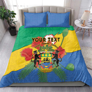 Personalised Afro Gabon Bedding Set Gabonese Union Travail and Justice