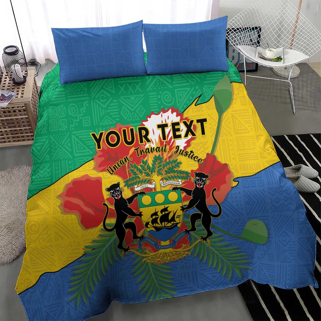 Personalised Afro Gabon Bedding Set Gabonese Union Travail and Justice