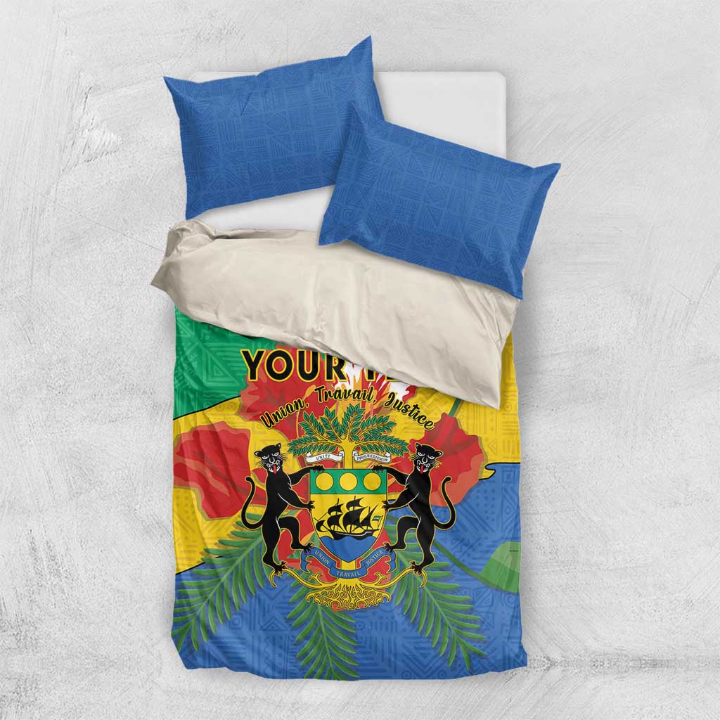 Personalised Afro Gabon Bedding Set Gabonese Union Travail and Justice