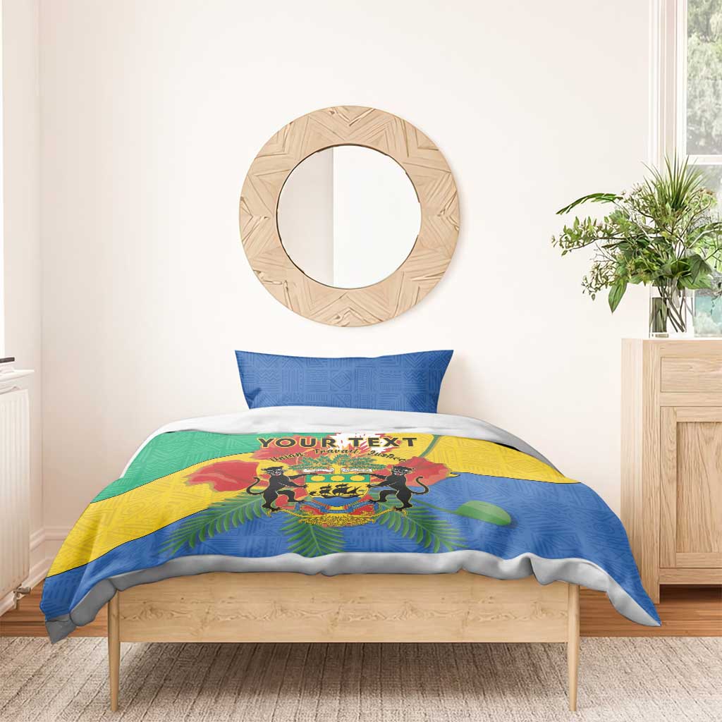Personalised Afro Gabon Bedding Set Gabonese Union Travail and Justice