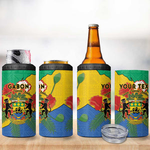 Personalised Afro Gabon 4 in 1 Can Cooler Tumbler Gabonese Union Travail and Justice