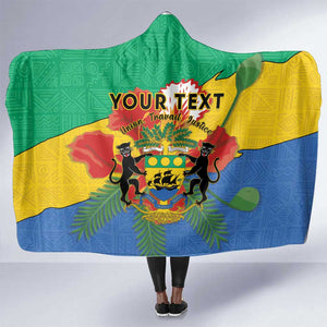 Personalised Afro Gabon Hooded Blanket Gabonese Union Travail and Justice