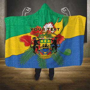 Personalised Afro Gabon Hooded Blanket Gabonese Union Travail and Justice