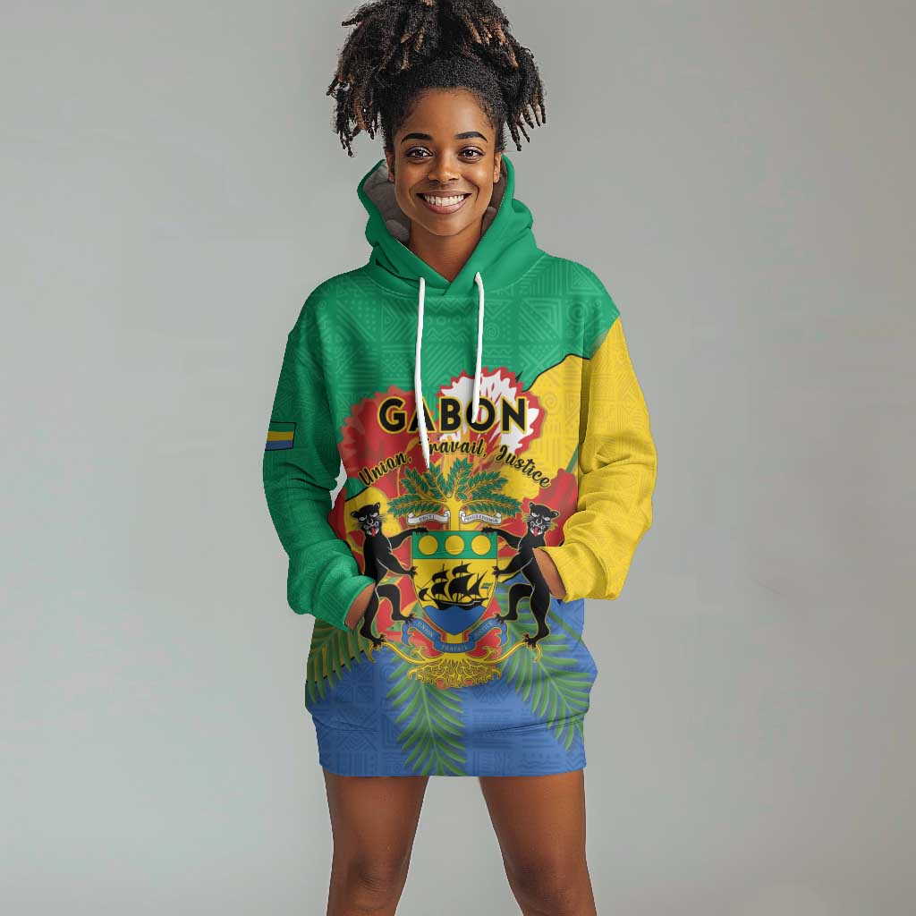 Personalised Afro Gabon Hoodie Dress Gabonese Union Travail and Justice