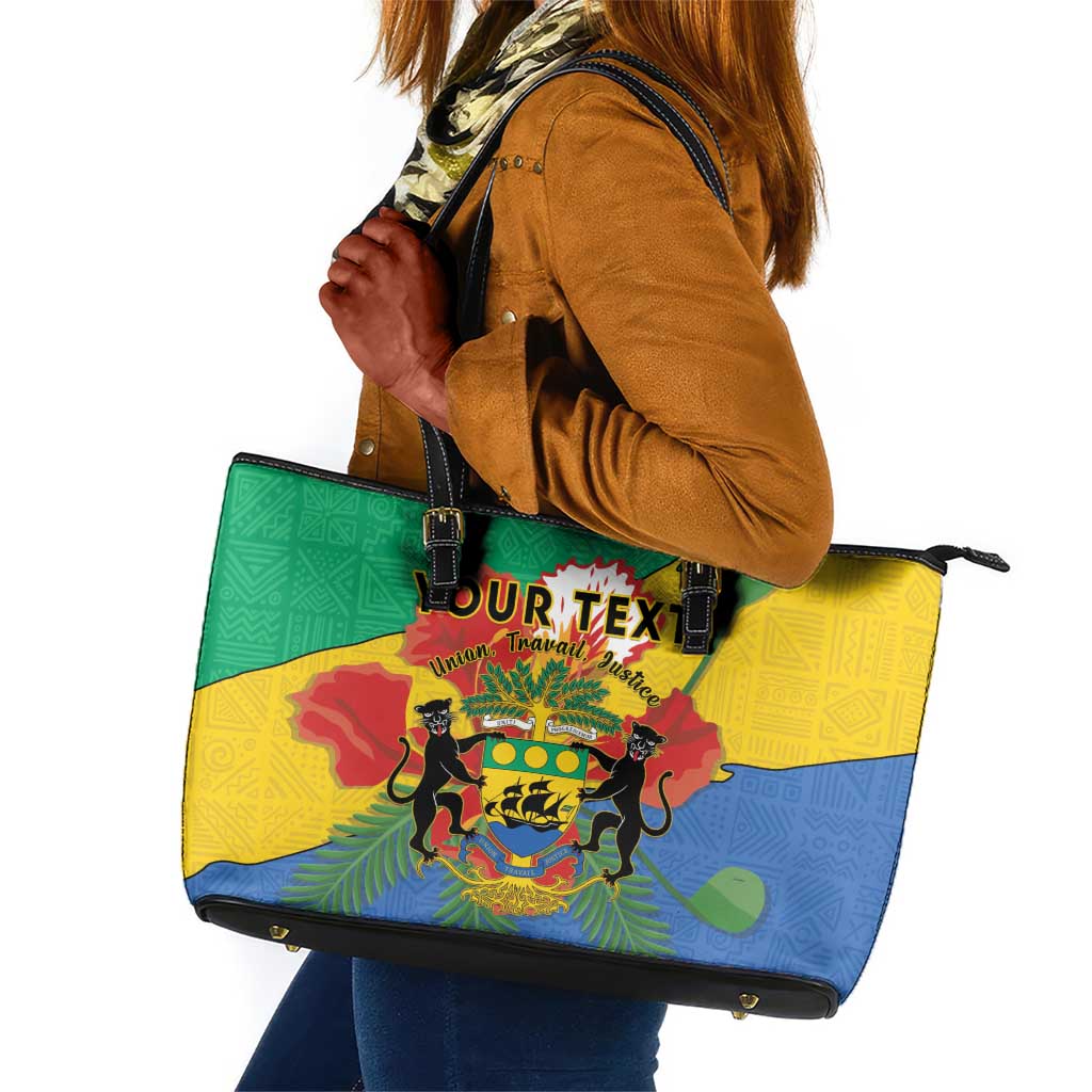 Personalised Afro Gabon Leather Tote Bag Gabonese Union Travail and Justice