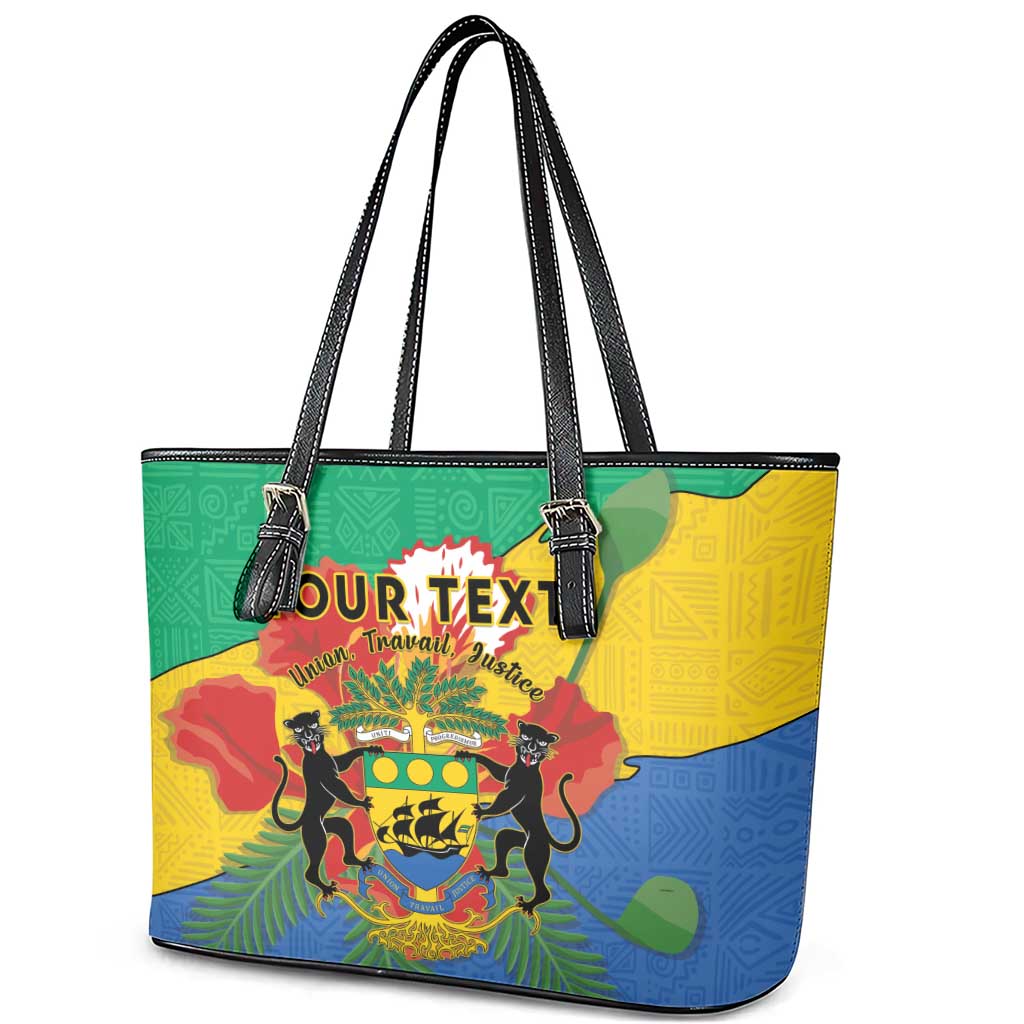 Personalised Afro Gabon Leather Tote Bag Gabonese Union Travail and Justice