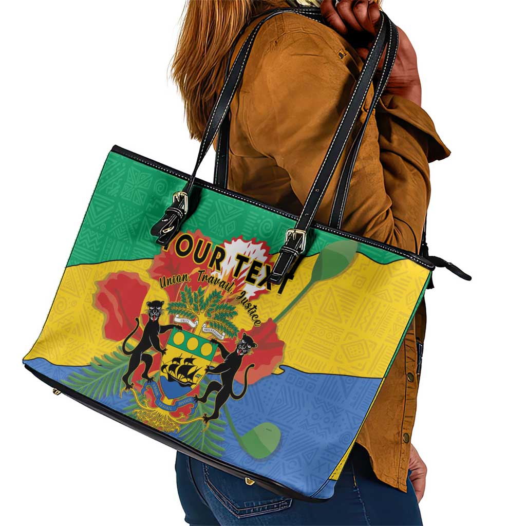 Personalised Afro Gabon Leather Tote Bag Gabonese Union Travail and Justice
