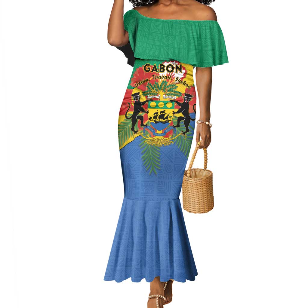 Personalised Afro Gabon Mermaid Dress Gabonese Union Travail and Justice