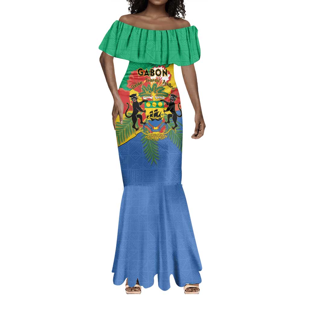 Personalised Afro Gabon Mermaid Dress Gabonese Union Travail and Justice