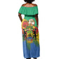 Personalised Afro Gabon Off Shoulder Maxi Dress Gabonese Union Travail and Justice