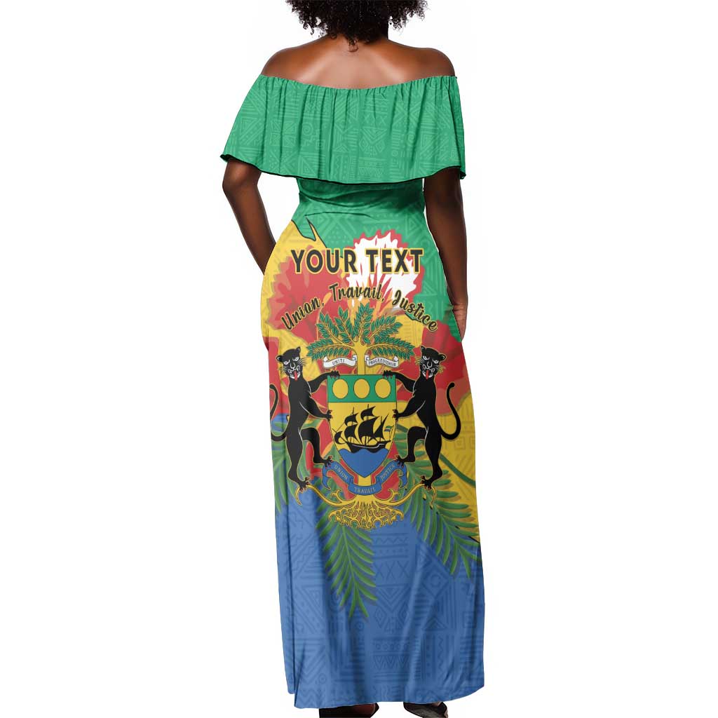Personalised Afro Gabon Off Shoulder Maxi Dress Gabonese Union Travail and Justice