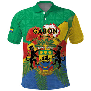 Personalised Afro Gabon Polo Shirt Gabonese Union Travail and Justice
