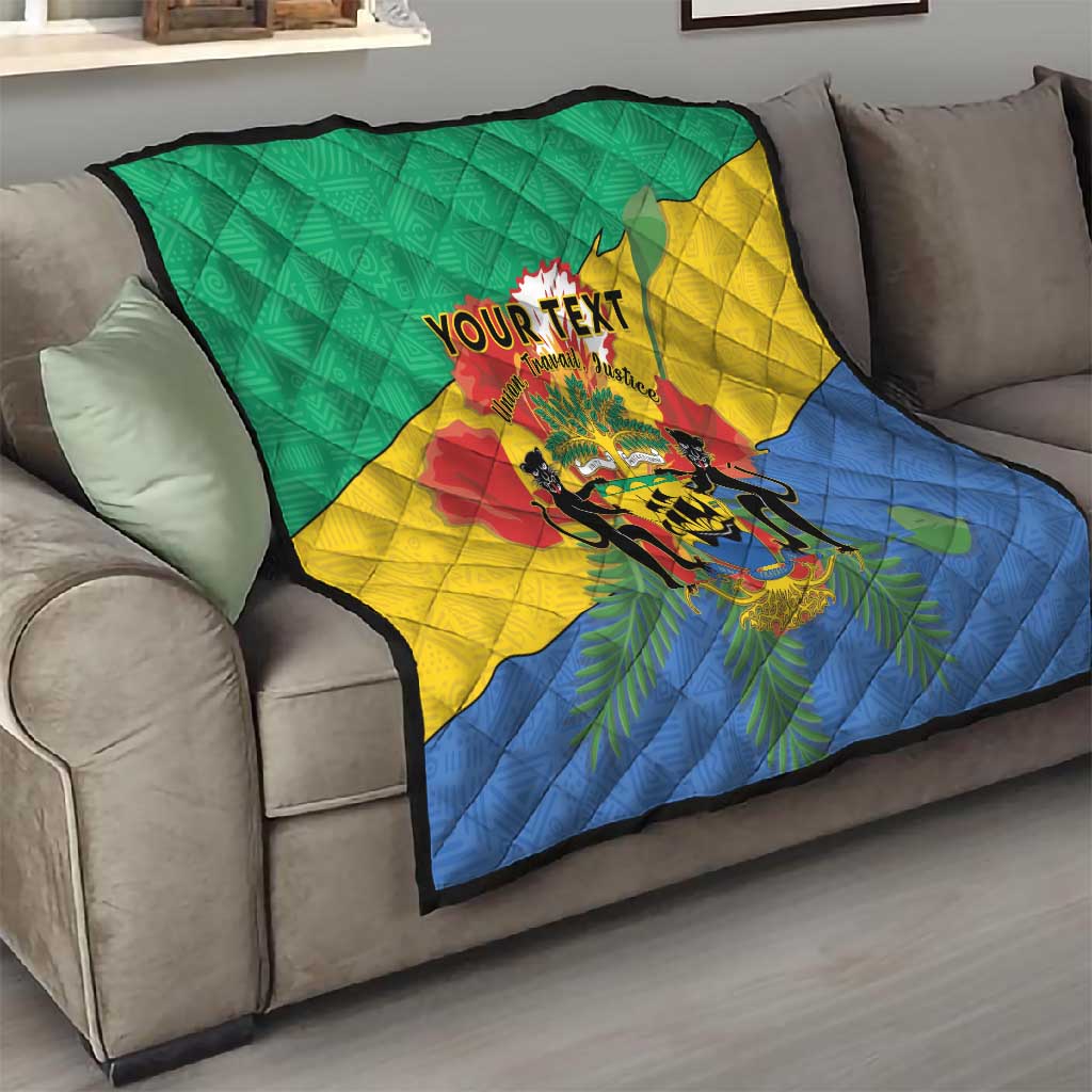 Personalised Afro Gabon Quilt Gabonese Union Travail and Justice