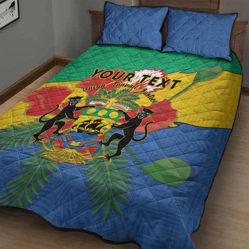 Personalised Afro Gabon Quilt Bed Set Gabonese Union Travail and Justice