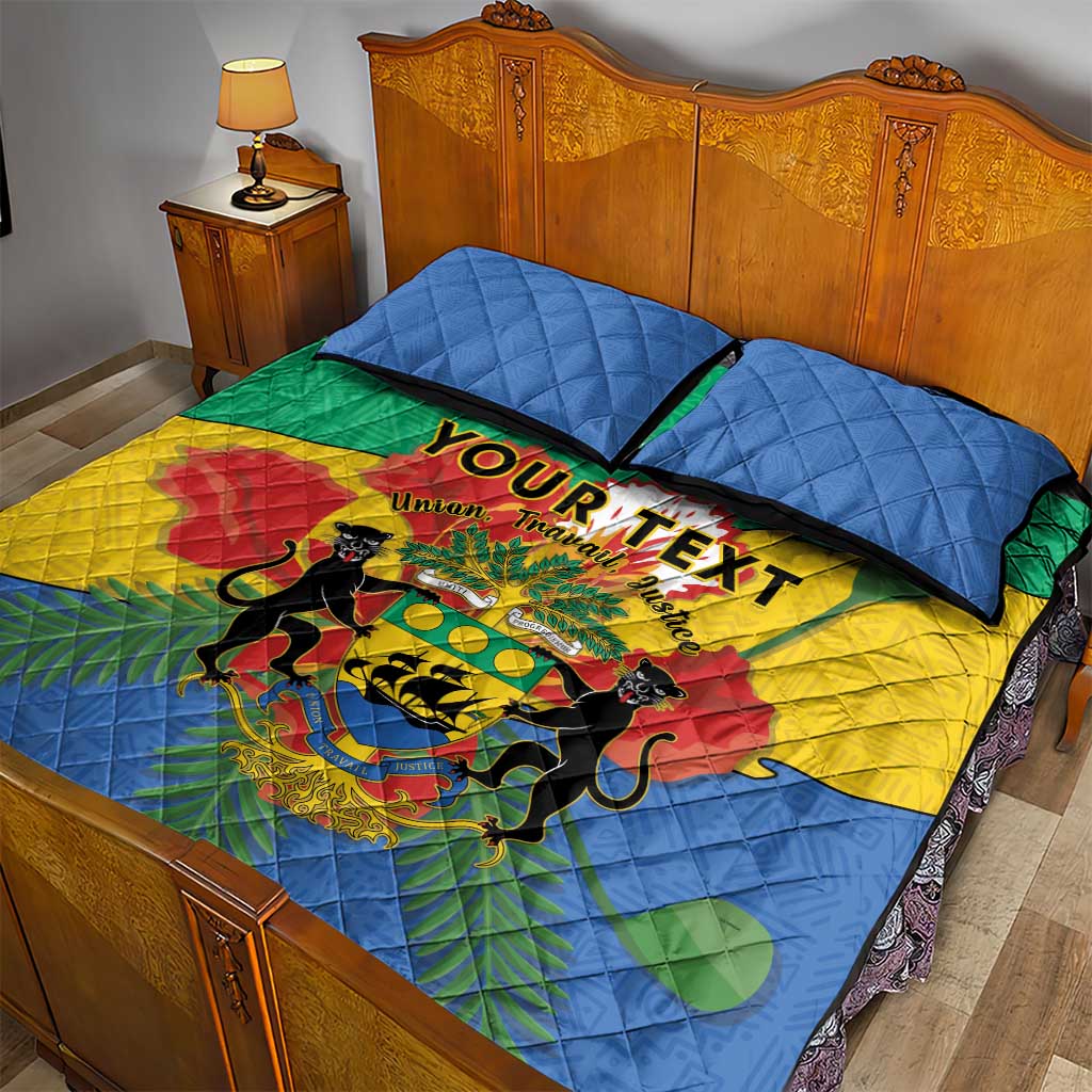 Personalised Afro Gabon Quilt Bed Set Gabonese Union Travail and Justice