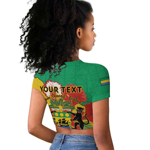 Personalised Afro Gabon Raglan Cropped T shirt Gabonese Union Travail and Justice